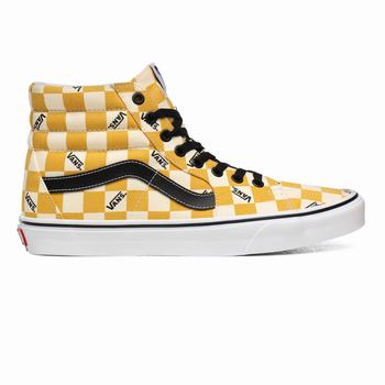 Damske Kotnikove Tenisky Vans Big Check Sk8-Hi Žlté/Biele VA73UCISO